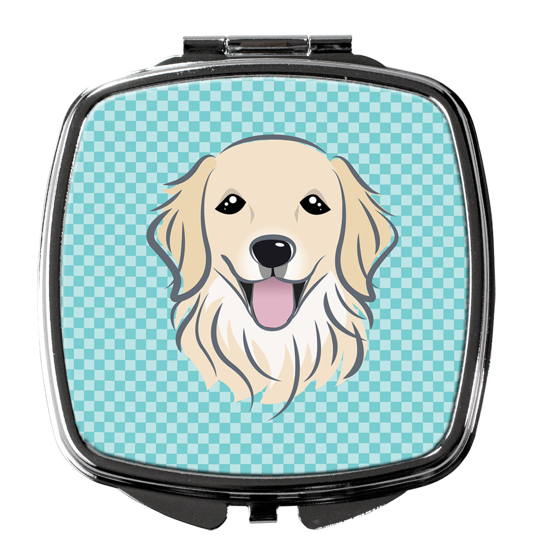 Checkerboard Blue Golden Retriever Compact Mirror BB1143SCM  the-store.com.