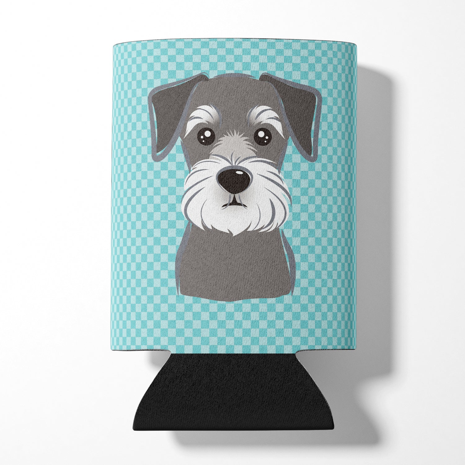 Checkerboard Blue Schnauzer Can or Bottle Hugger BB1144CC.