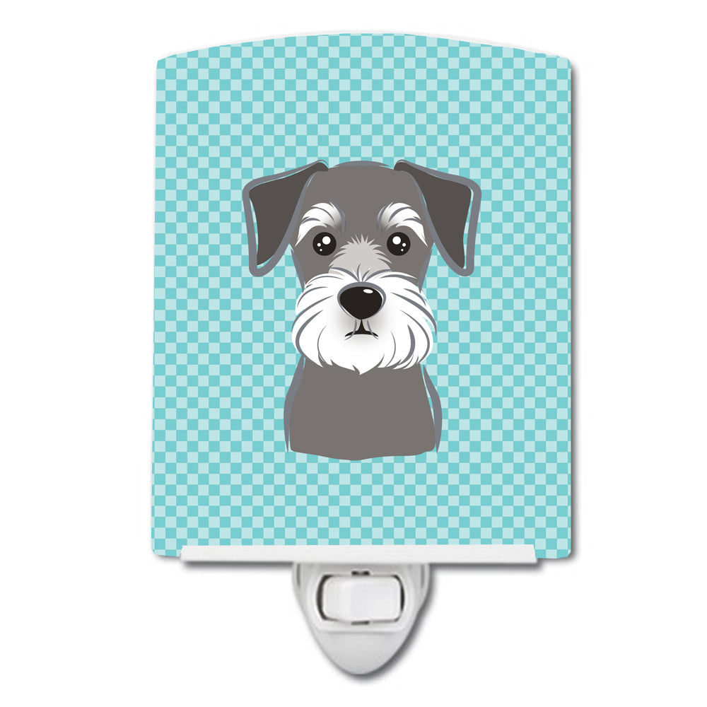 Checkerboard Blue Schnauzer Ceramic Night Light BB1144CNL - the-store.com