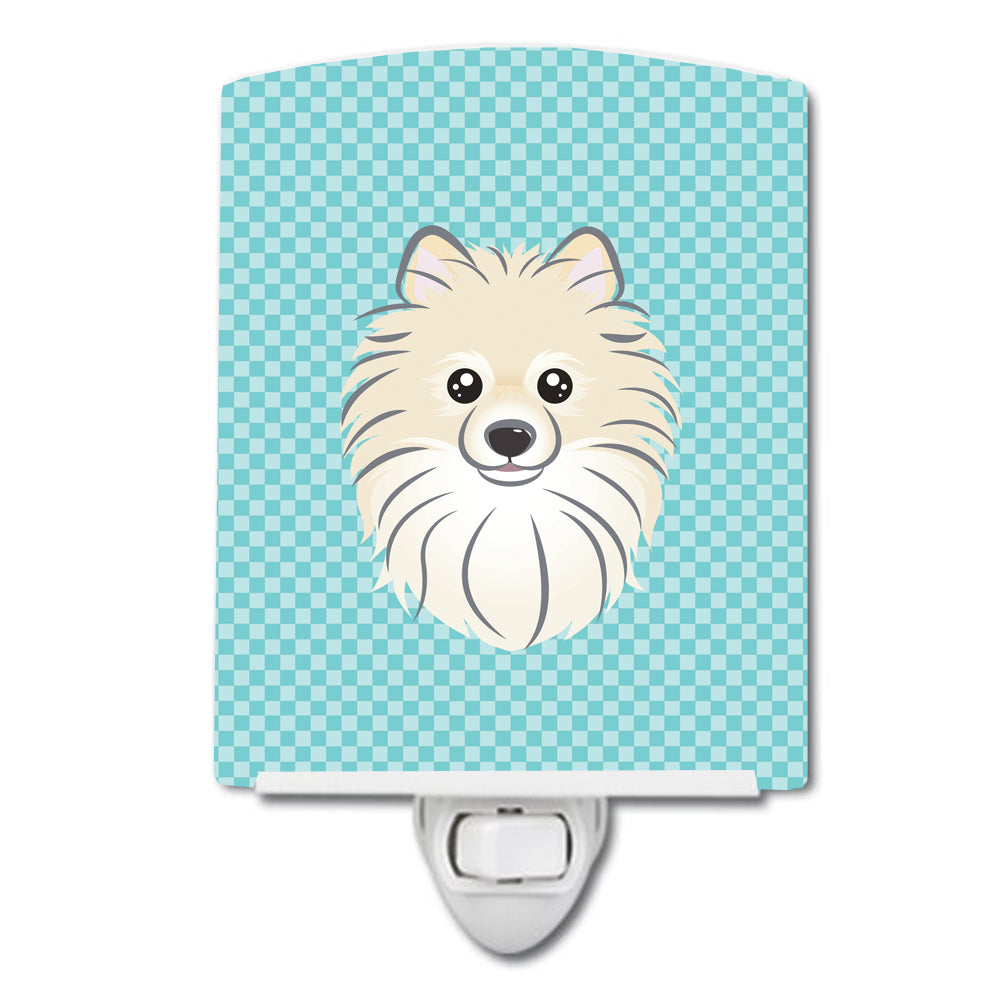 Checkerboard Blue Pomeranian Ceramic Night Light BB1145CNL - the-store.com