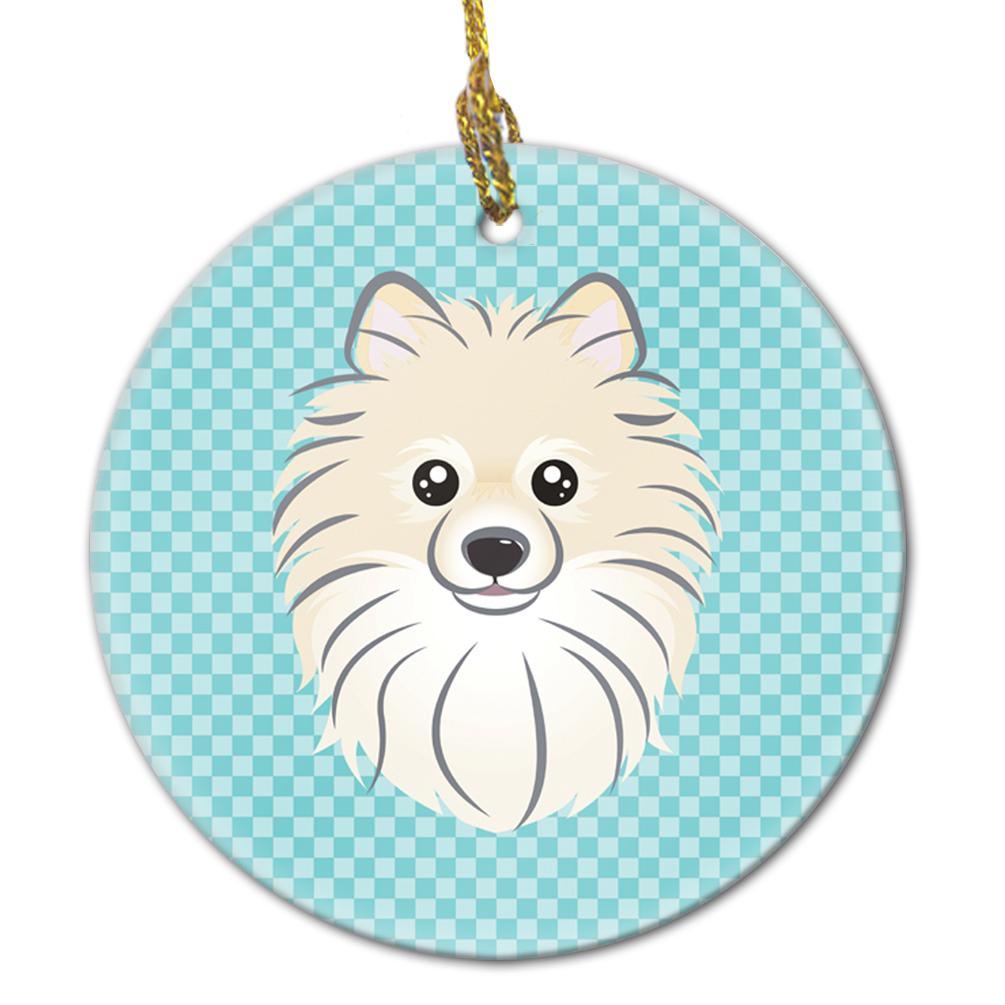 Checkerboard Blue Pomeranian Ceramic Ornament BB1145CO1 by Caroline's Treasures