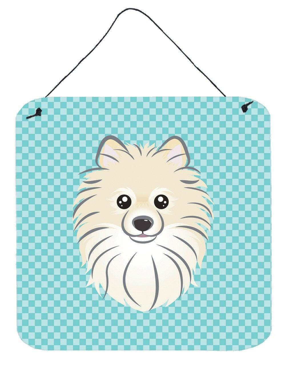 Checkerboard Blue Pomeranian Wall or Door Hanging Prints BB1145DS66 by Caroline's Treasures