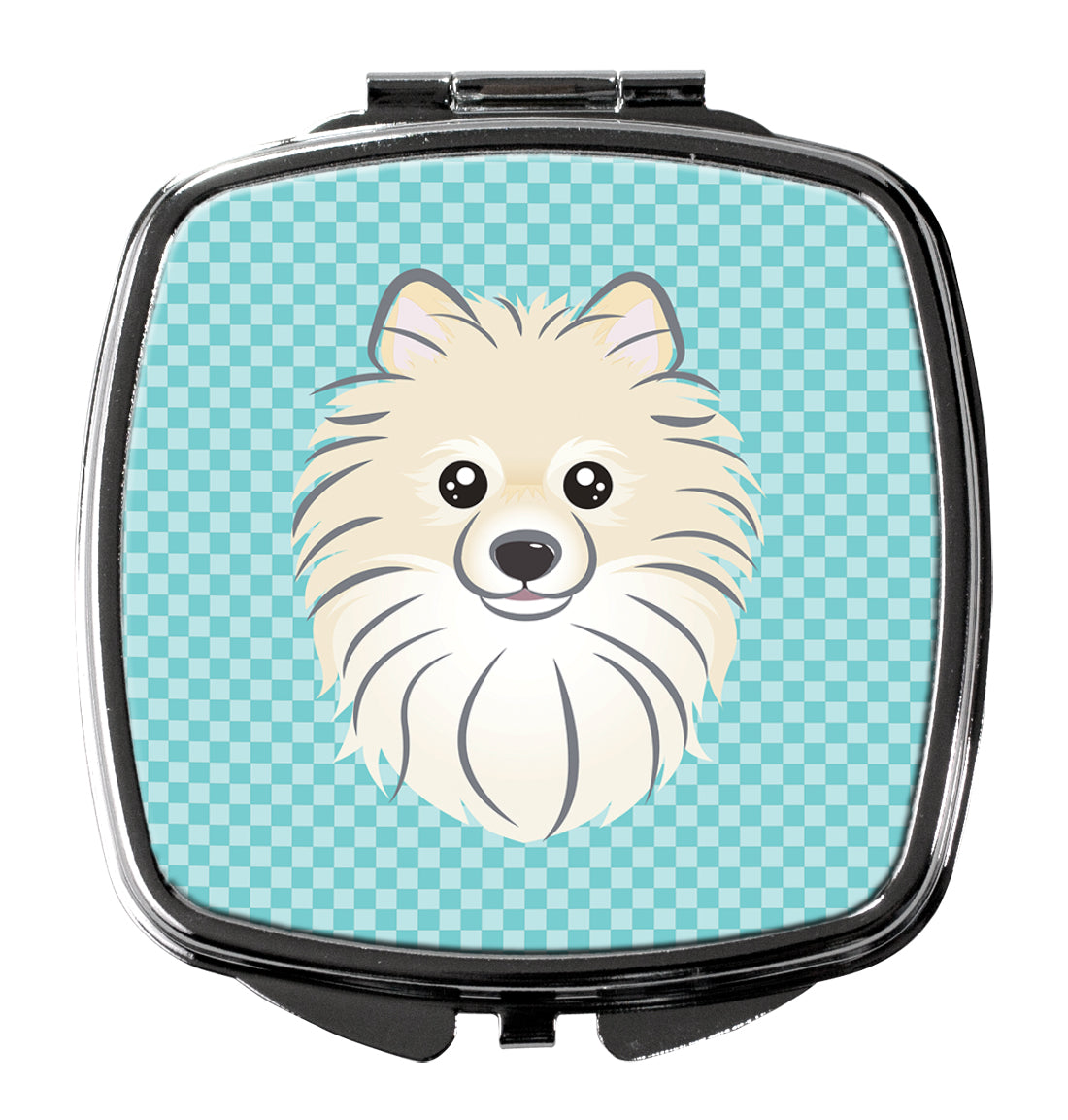 Checkerboard Blue Pomeranian Compact Mirror BB1145SCM  the-store.com.