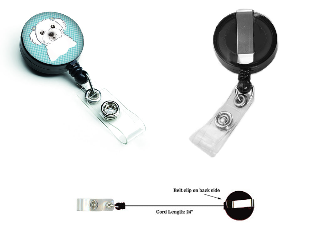 Checkerboard Blue Maltese Retractable Badge Reel BB1146BR.