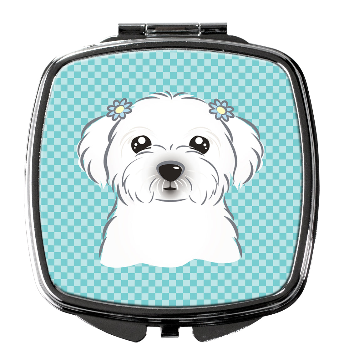 Checkerboard Blue Maltese Compact Mirror BB1146SCM  the-store.com.