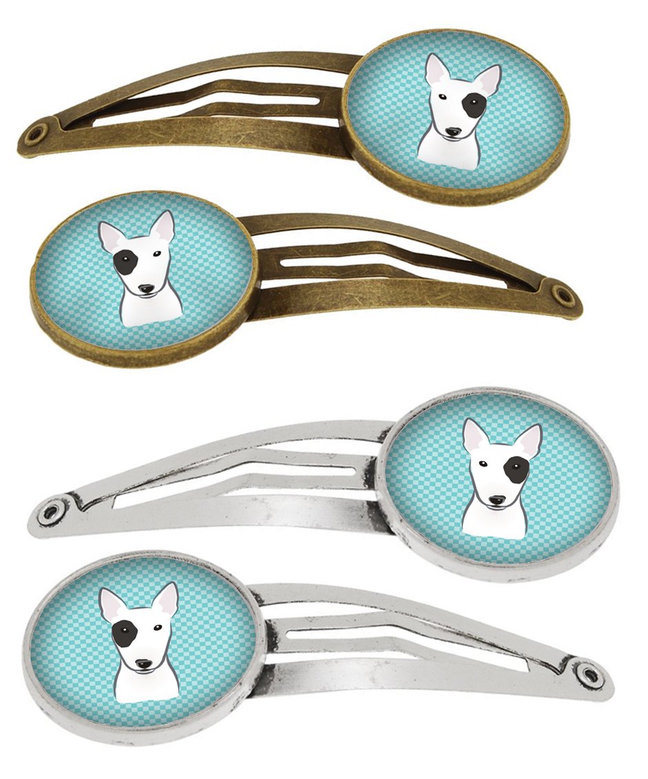 Checkerboard Blue Bull Terrier Set of 4 Barrettes Hair Clips BB1147HCS4 by Caroline's Treasures