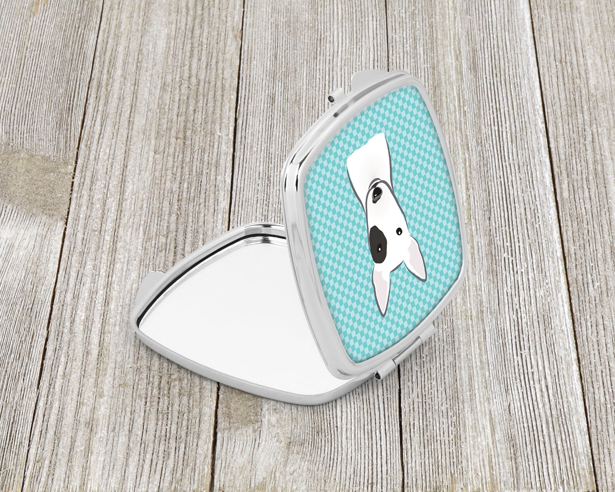 Checkerboard Blue Bull Terrier Compact Mirror BB1147SCM  the-store.com.