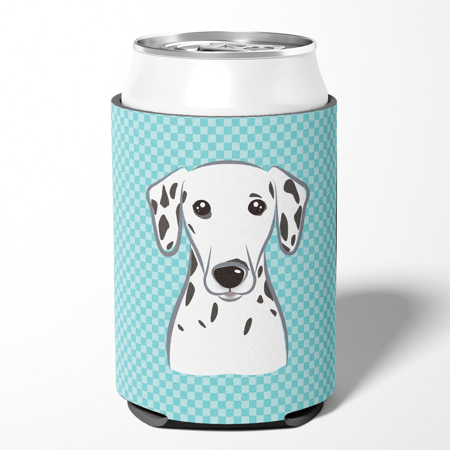 Checkerboard Blue Dalmatian Can or Bottle Hugger BB1148CC.