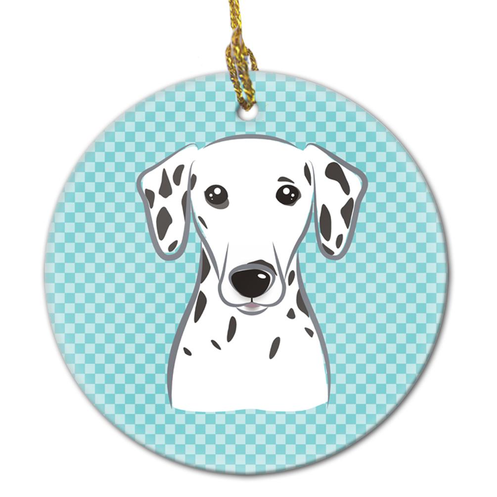 Checkerboard Blue Dalmatian Ceramic Ornament BB1148CO1 by Caroline&#39;s Treasures