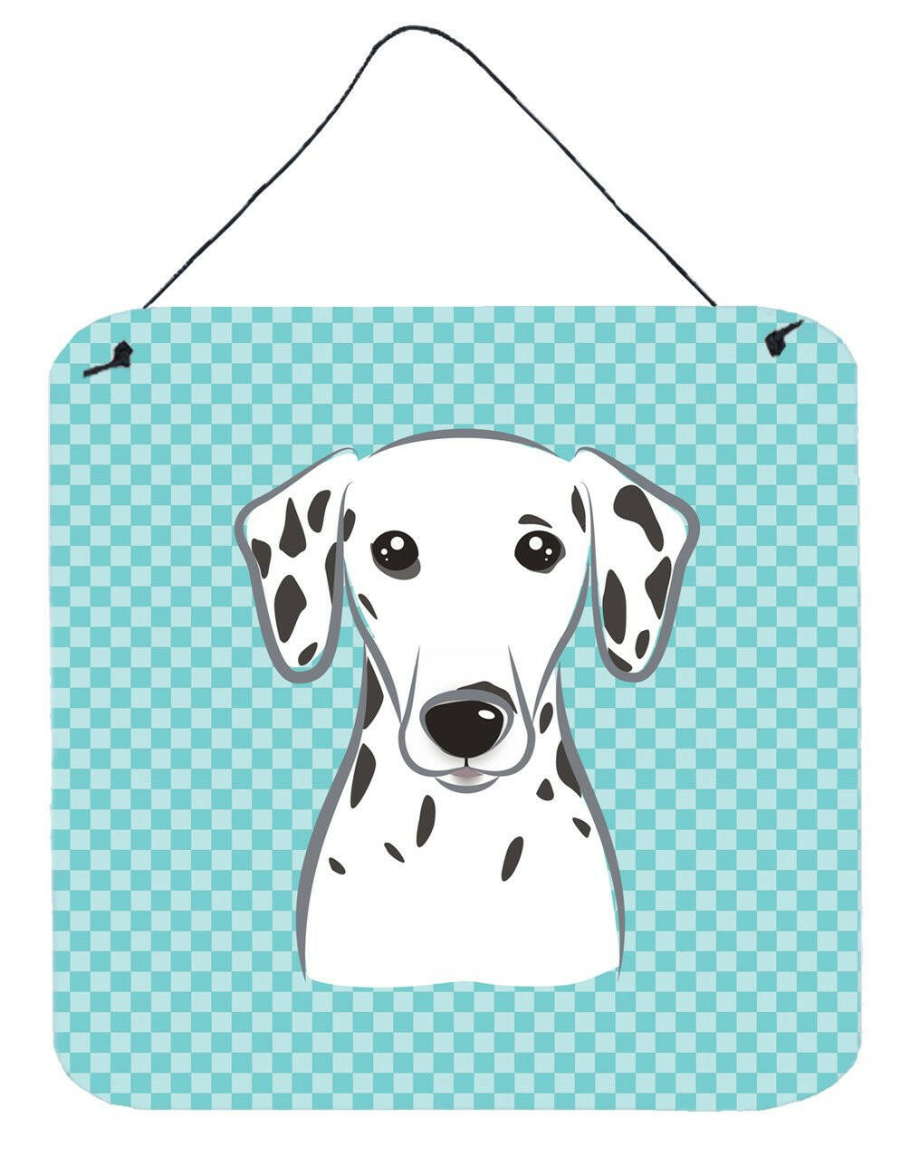 Checkerboard Blue Dalmatian Wall or Door Hanging Prints BB1148DS66 by Caroline&#39;s Treasures