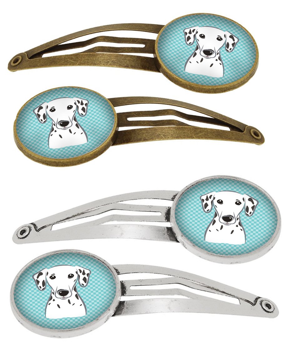 Checkerboard Blue Dalmatian Set of 4 Barrettes Hair Clips BB1148HCS4 by Caroline's Treasures