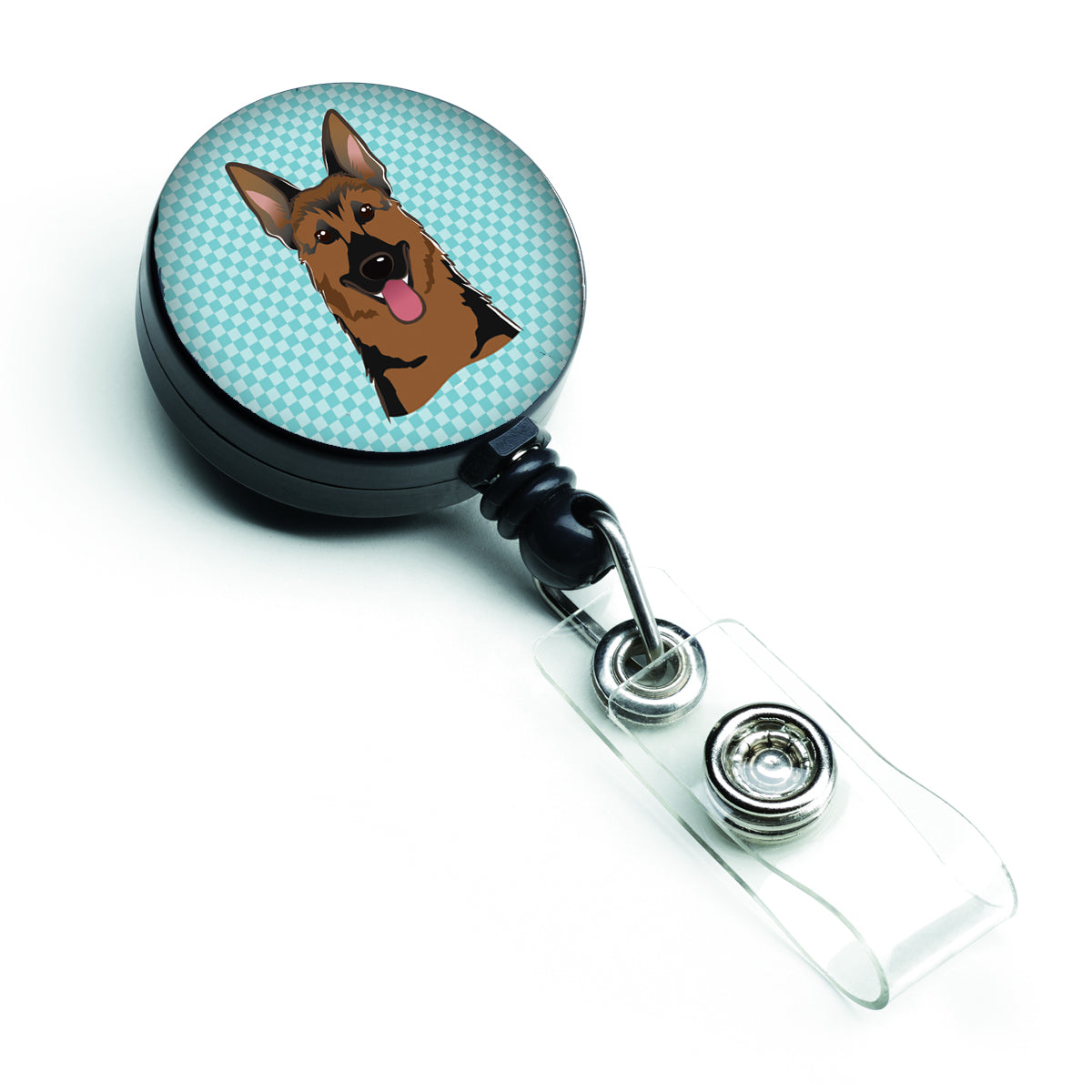 Checkerboard Blue German Shepherd Retractable Badge Reel BB1149BR.