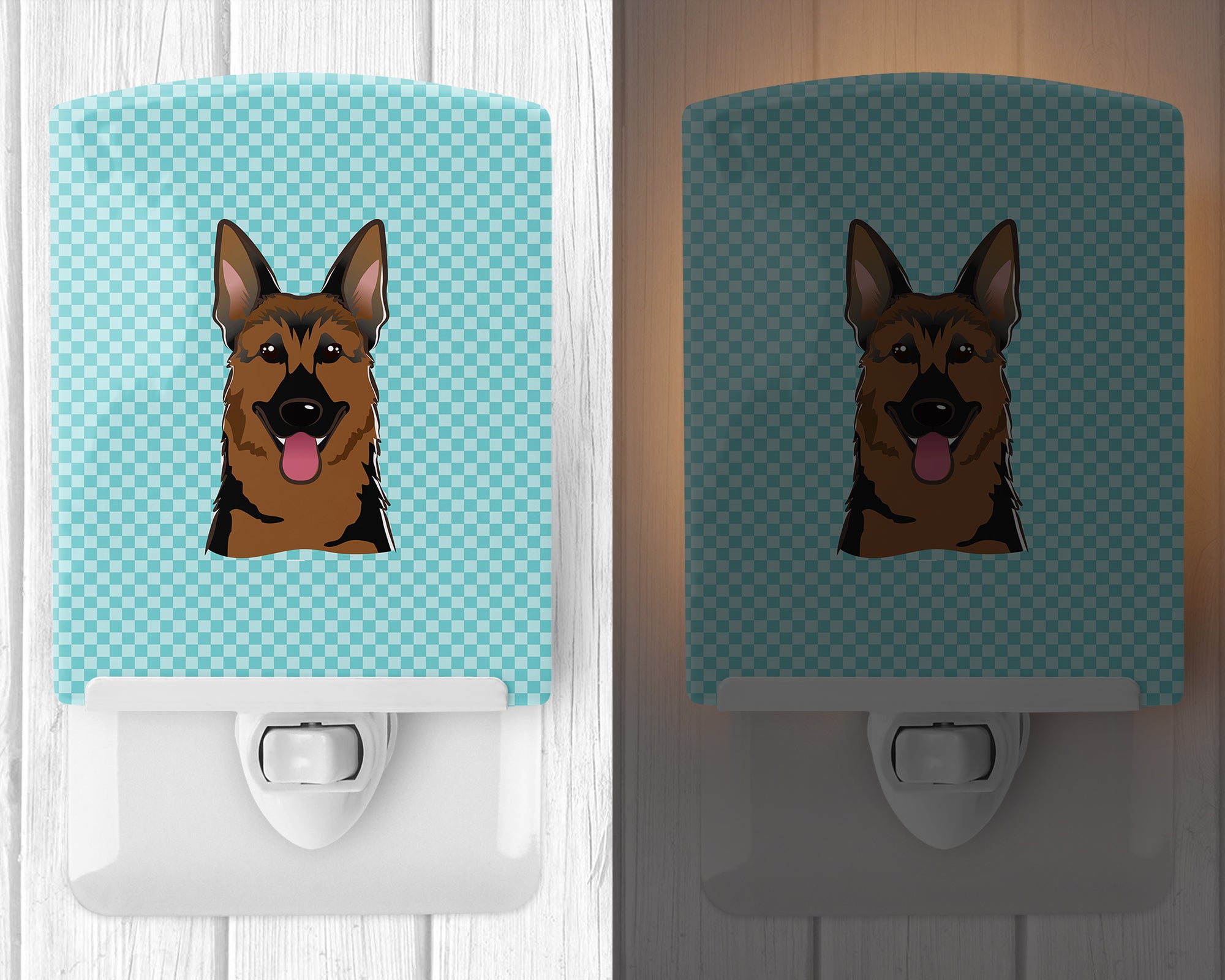 Checkerboard Blue German Shepherd Ceramic Night Light BB1149CNL - the-store.com