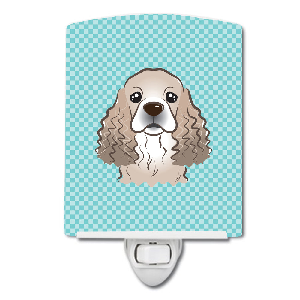 Checkerboard Blue Cocker Spaniel Ceramic Night Light BB1154CNL - the-store.com