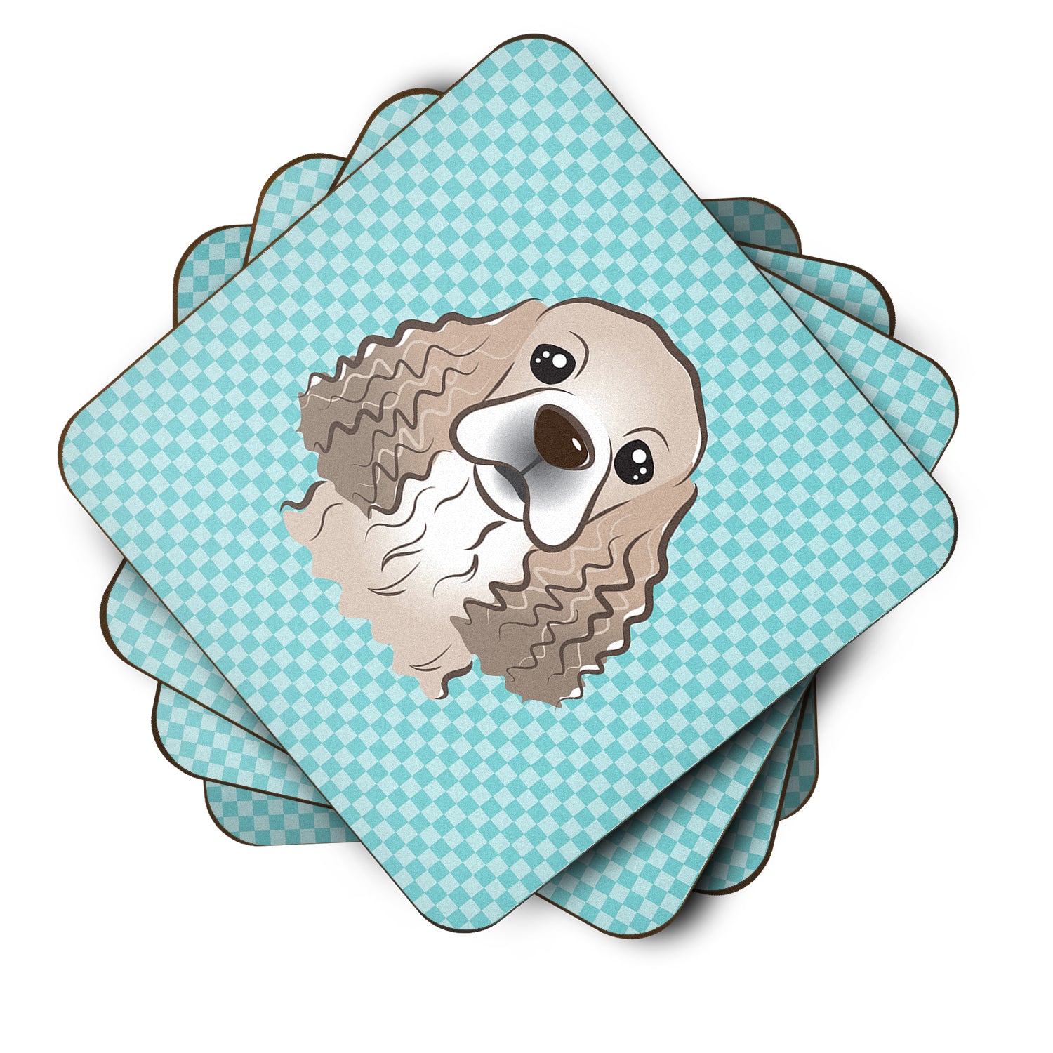 Set of 4 Checkerboard Blue Cocker Spaniel Foam Coasters BB1154FC - the-store.com