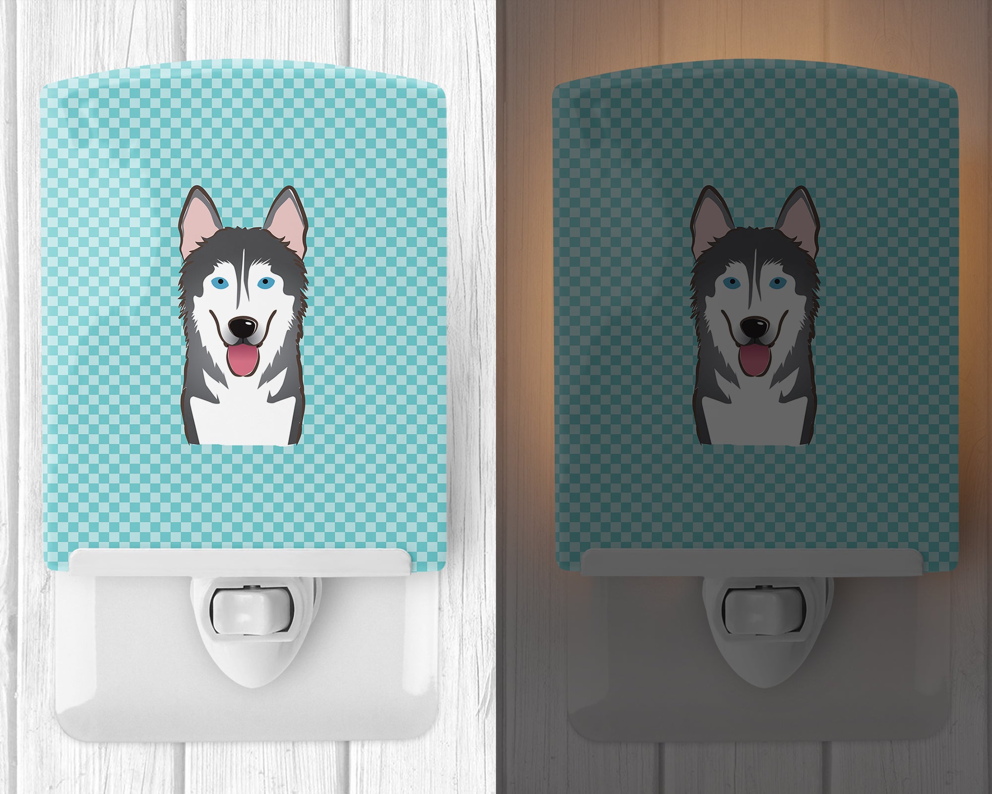 Checkerboard Blue Alaskan Malamute Ceramic Night Light BB1156CNL - the-store.com