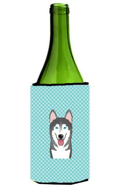 Checkerboard Blue Alaskan Malamute Wine Bottle Beverage Insulator Hugger BB1156LITERK by Caroline's Treasures