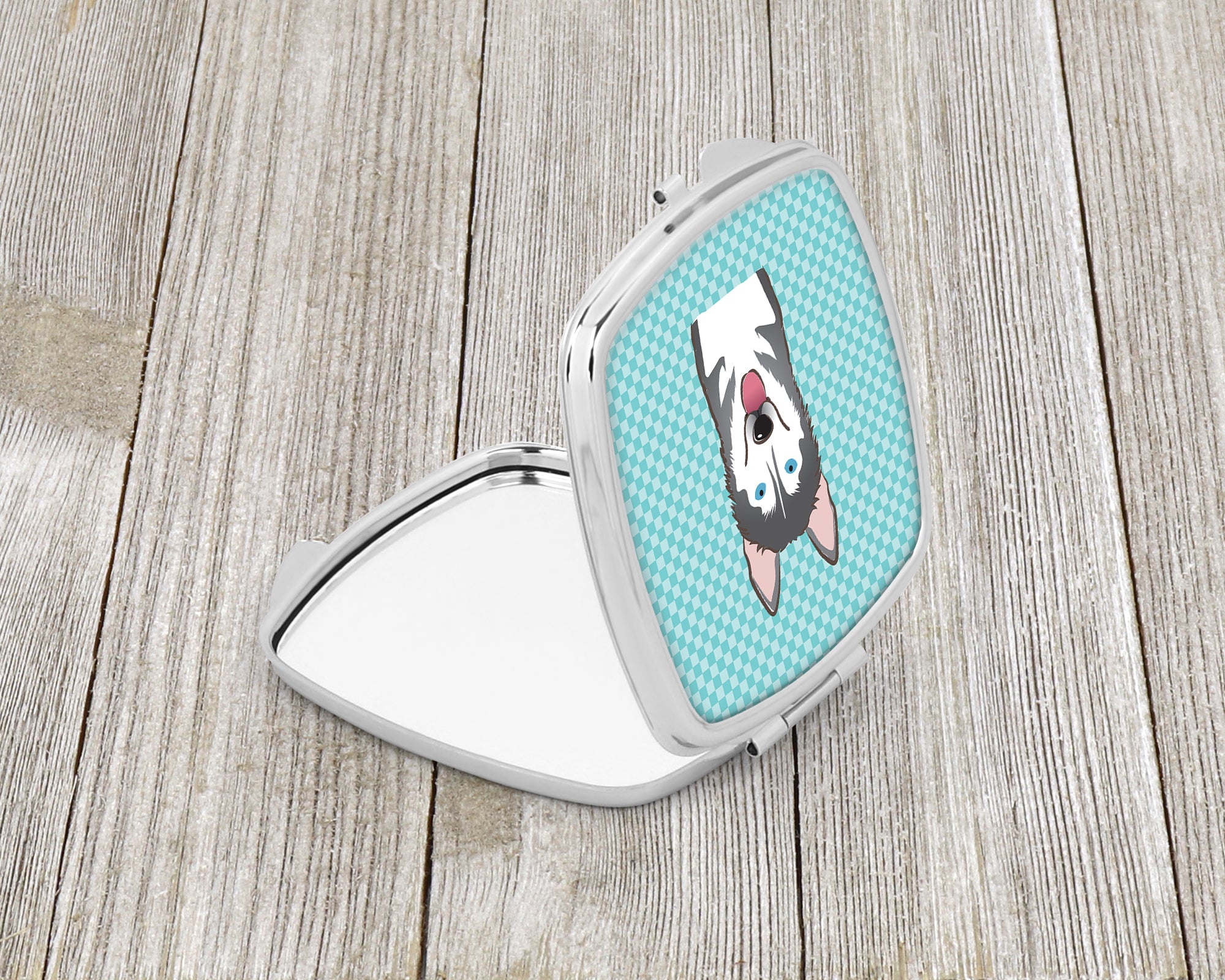 Checkerboard Blue Alaskan Malamute Compact Mirror BB1156SCM  the-store.com.