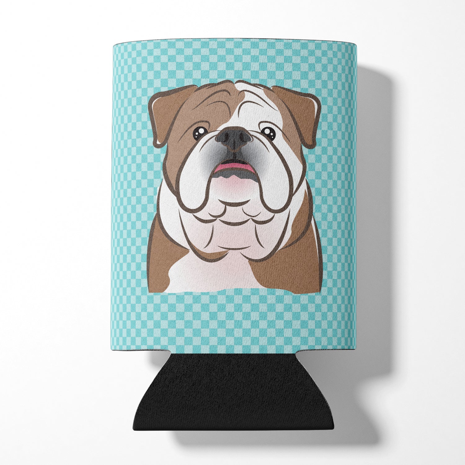 Checkerboard Blue English Bulldog  Can or Bottle Hugger BB1157CC.