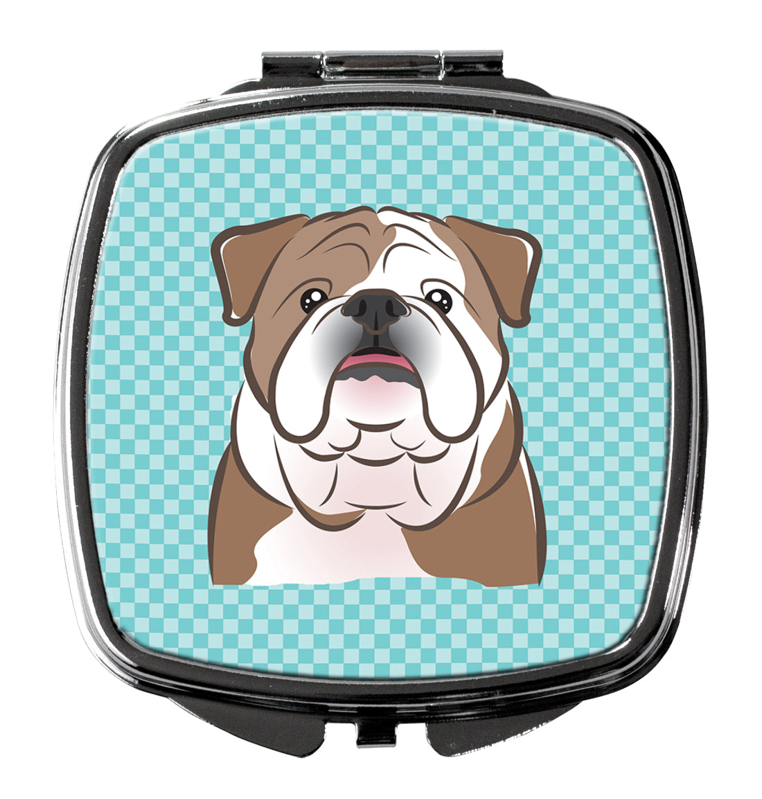 Checkerboard Blue English Bulldog  Compact Mirror BB1157SCM  the-store.com.