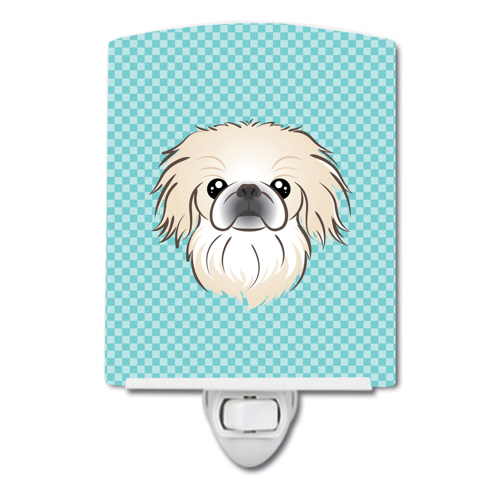 Checkerboard Blue Pekingese Ceramic Night Light BB1159CNL - the-store.com