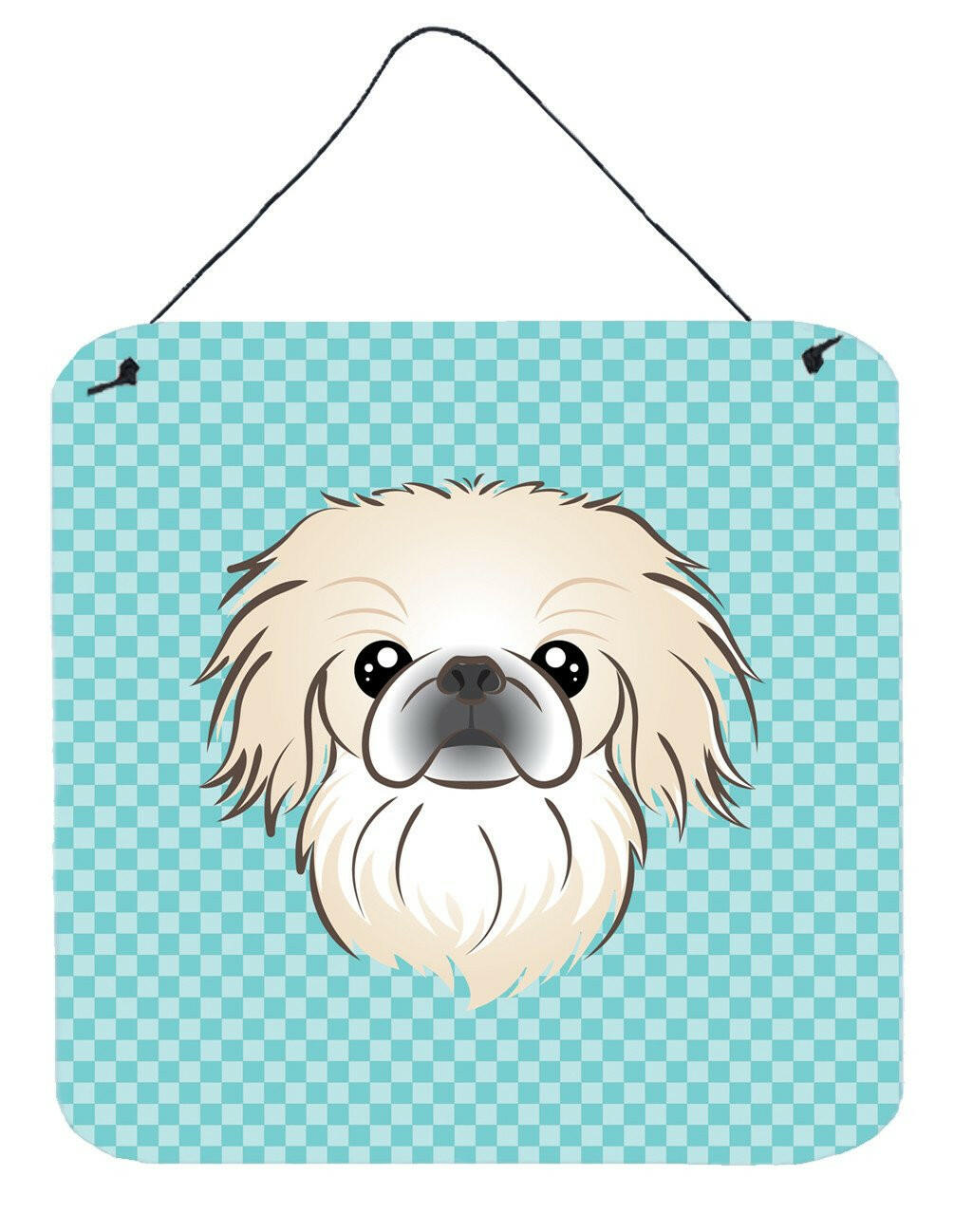 Checkerboard Blue Pekingese Wall or Door Hanging Prints BB1159DS66 by Caroline&#39;s Treasures