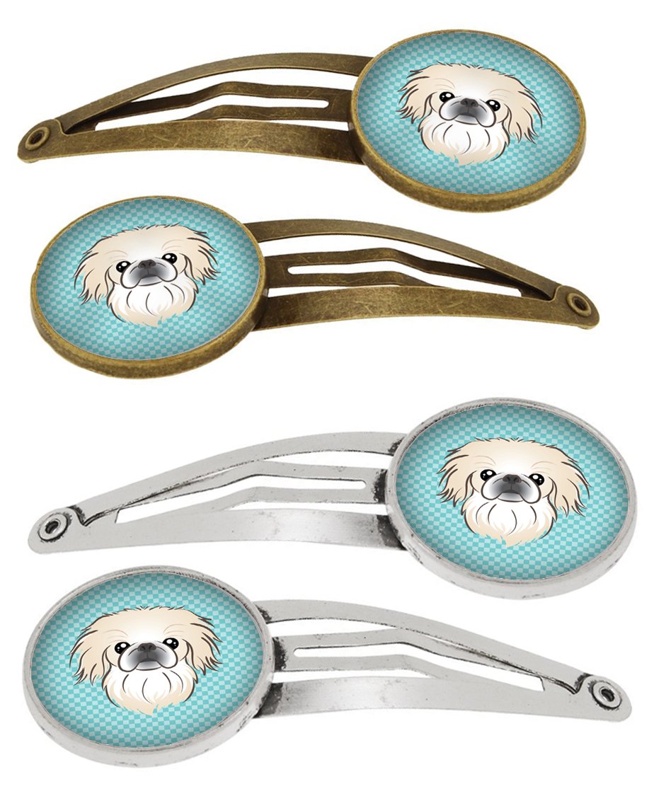 Checkerboard Blue Pekingese Set of 4 Barrettes Hair Clips BB1159HCS4 by Caroline's Treasures