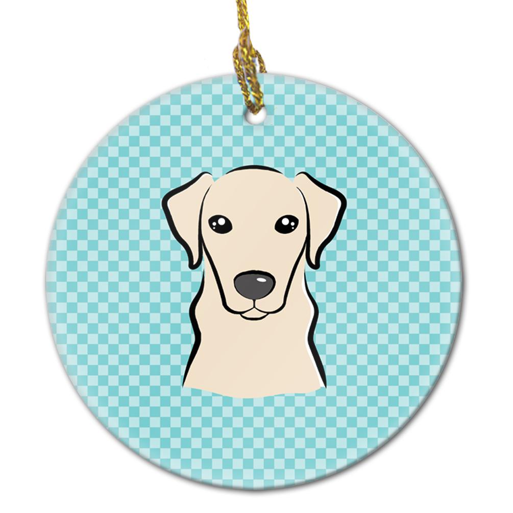 Checkerboard Blue Yellow Labrador Ceramic Ornament BB1160CO1 by Caroline&#39;s Treasures