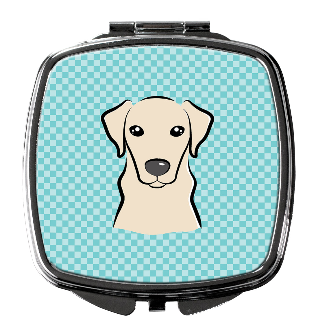 Checkerboard Blue Yellow Labrador Compact Mirror BB1160SCM  the-store.com.