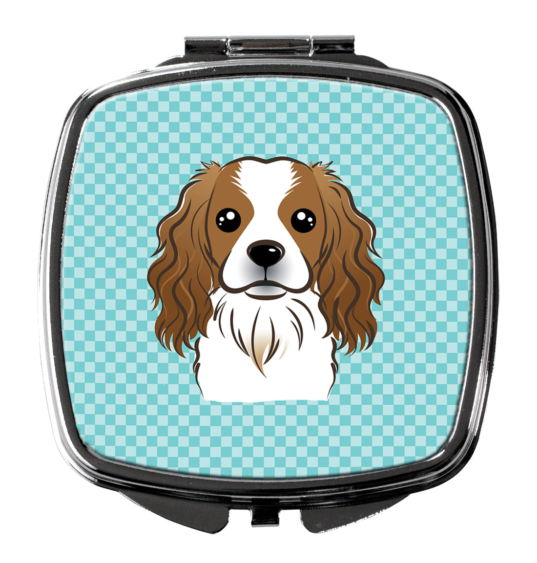 Checkerboard Blue Cavalier Spaniel Compact Mirror BB1162SCM  the-store.com.