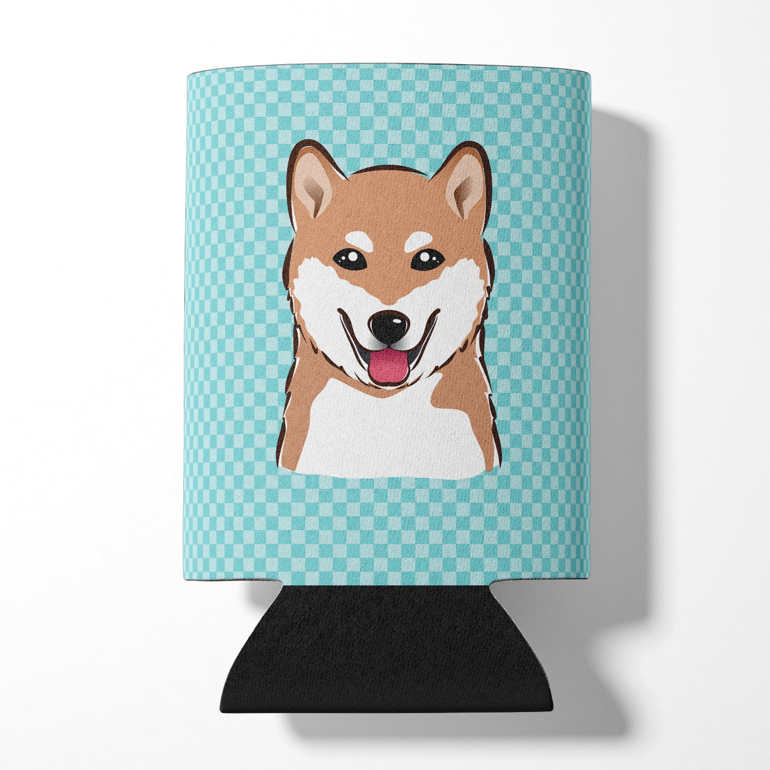 Checkerboard Blue Shiba Inu Can or Bottle Hugger BB1163CC.