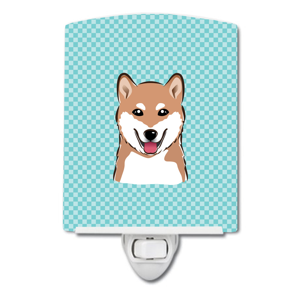 Checkerboard Blue Shiba Inu Ceramic Night Light BB1163CNL - the-store.com