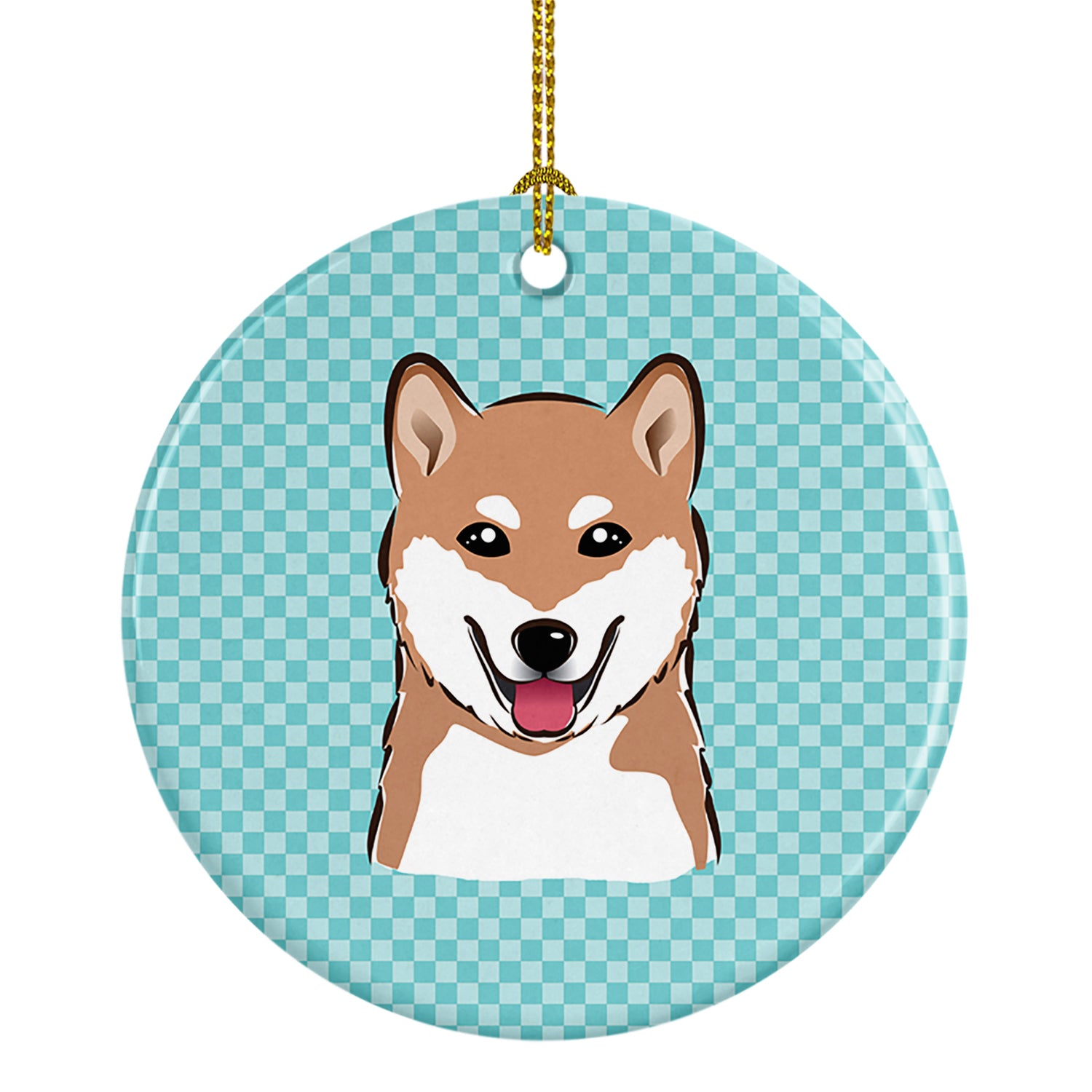 Checkerboard Blue Shiba Inu Ceramic Ornament BB1163CO1 - the-store.com