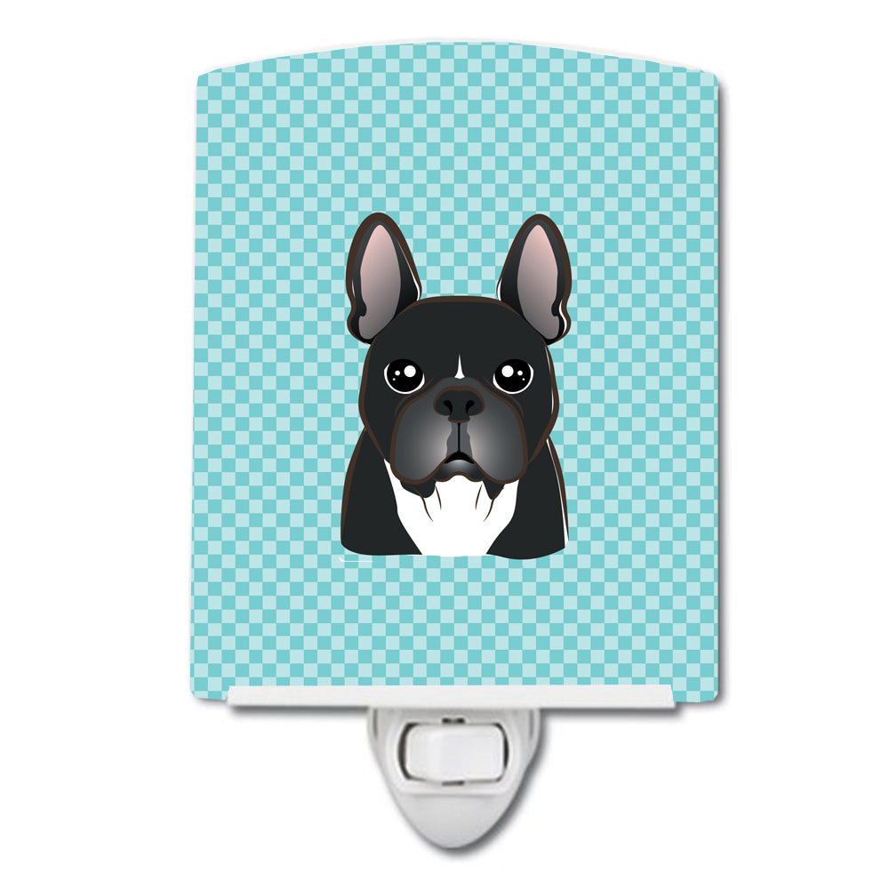 Checkerboard Blue French Bulldog Ceramic Night Light BB1165CNL - the-store.com