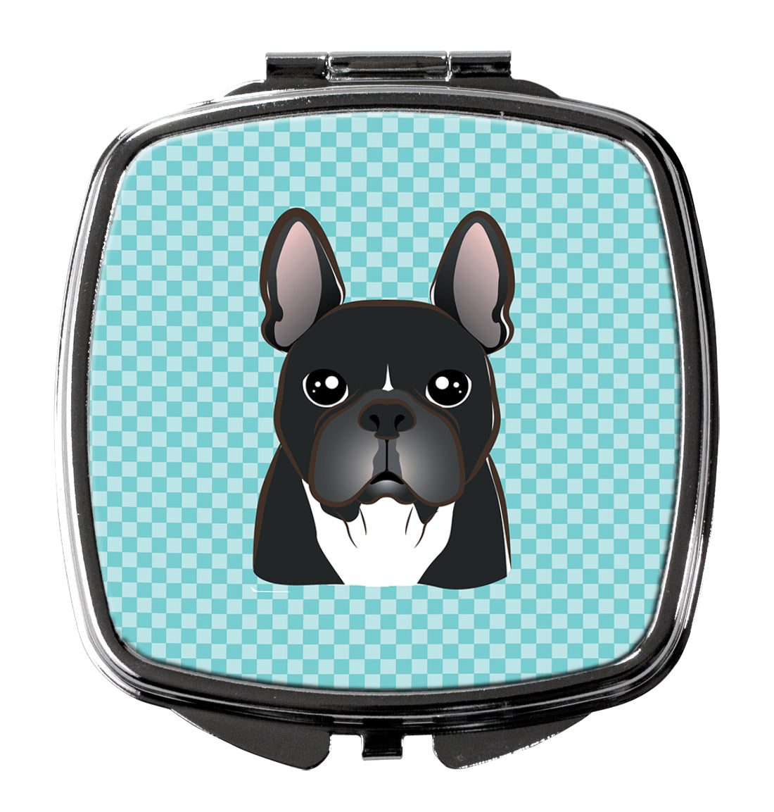 Checkerboard Blue French Bulldog Compact Mirror BB1165SCM  the-store.com.