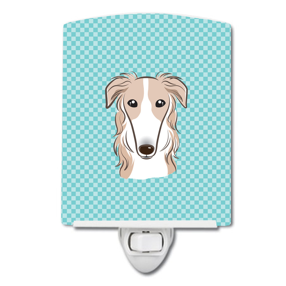 Checkerboard Blue Borzoi Ceramic Night Light BB1166CNL - the-store.com