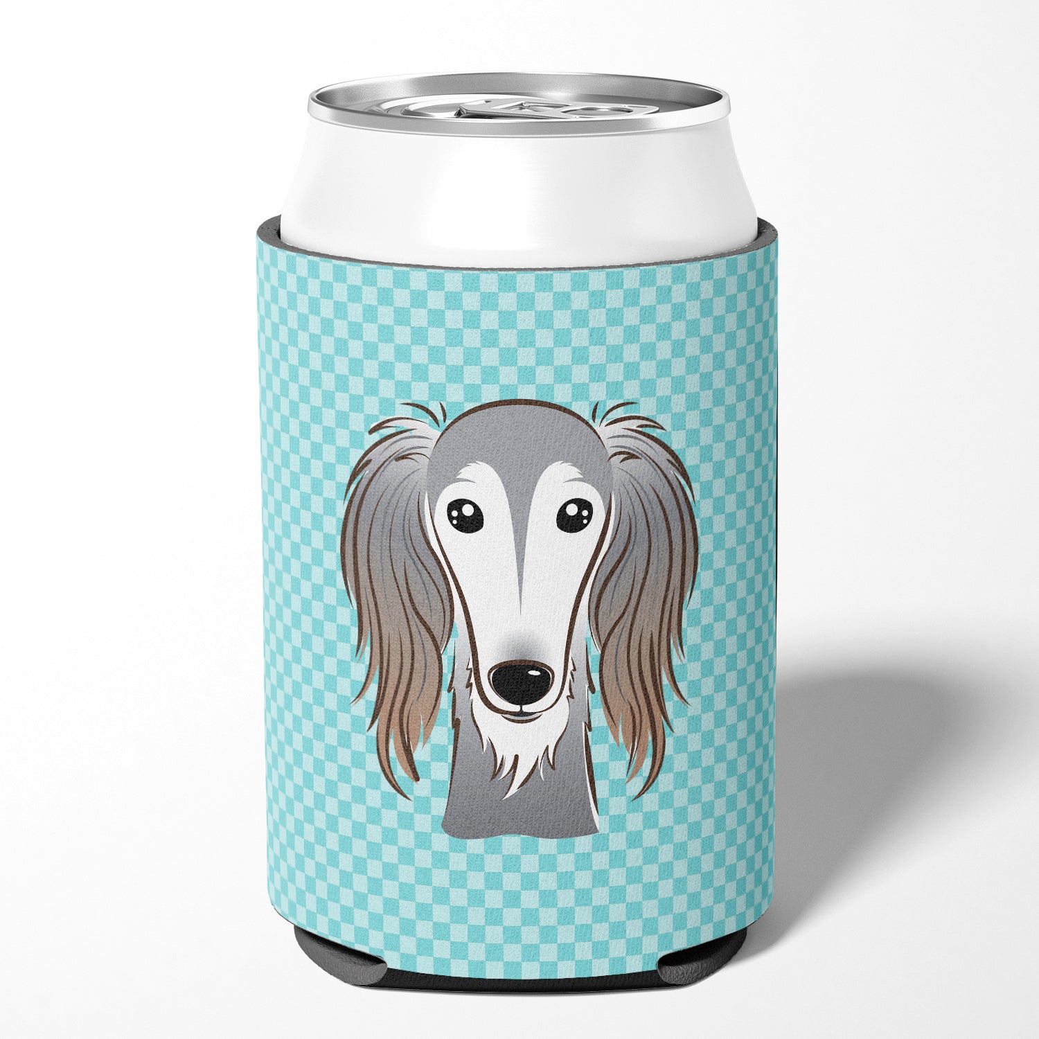 Checkerboard Blue Saluki Can or Bottle Hugger BB1167CC.