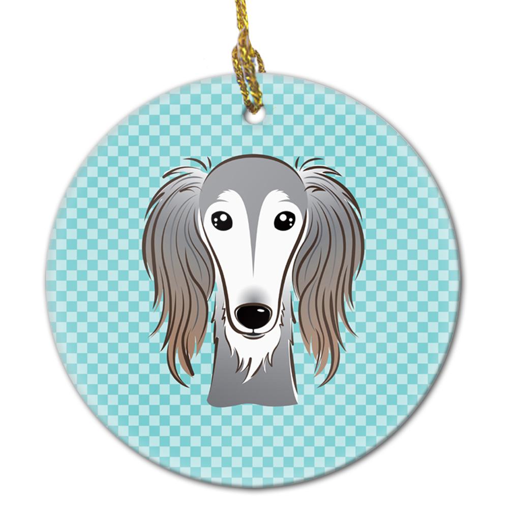 Checkerboard Blue Saluki Ceramic Ornament BB1167CO1 by Caroline's Treasures