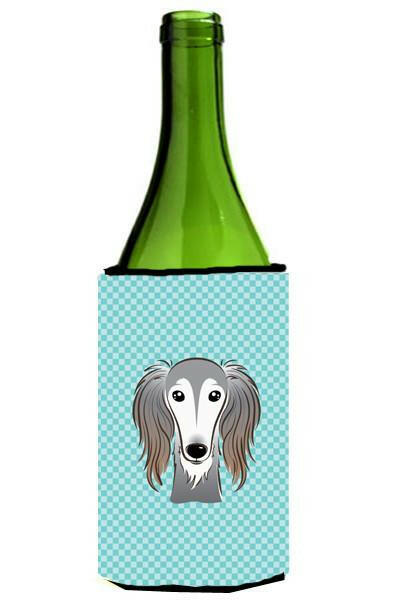 Checkerboard Blue Saluki Wine Bottle Beverage Insulator Hugger BB1167LITERK by Caroline&#39;s Treasures