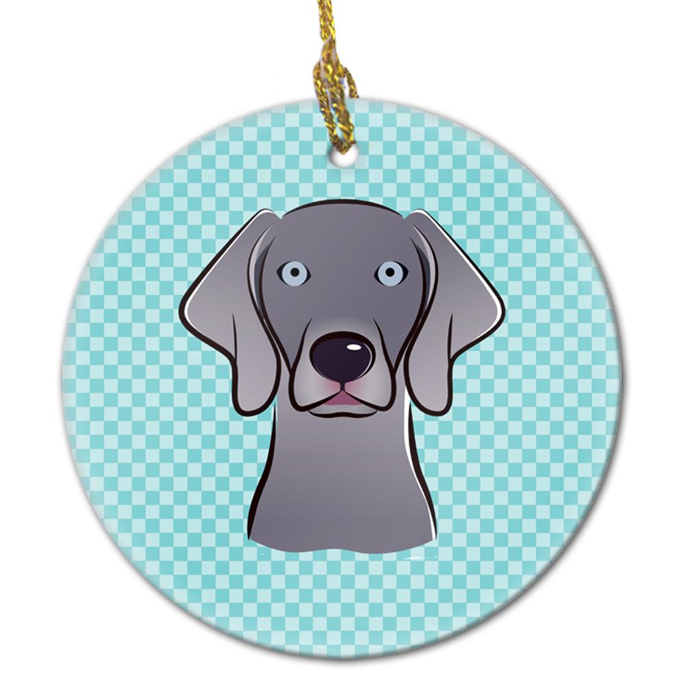 Checkerboard Blue Weimaraner Ceramic Ornament BB1169CO1 by Caroline's Treasures