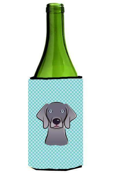 Checkerboard Blue Weimaraner Wine Bottle Beverage Insulator Hugger BB1169LITERK by Caroline's Treasures