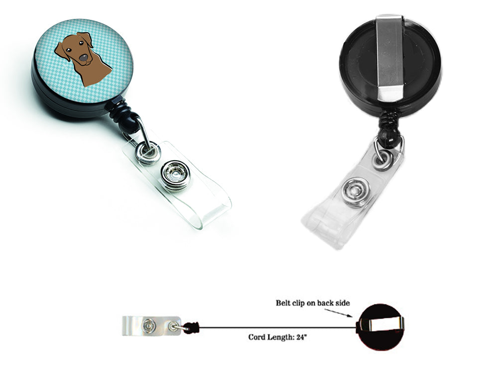 Checkerboard Blue Chocolate Labrador Retractable Badge Reel BB1172BR.