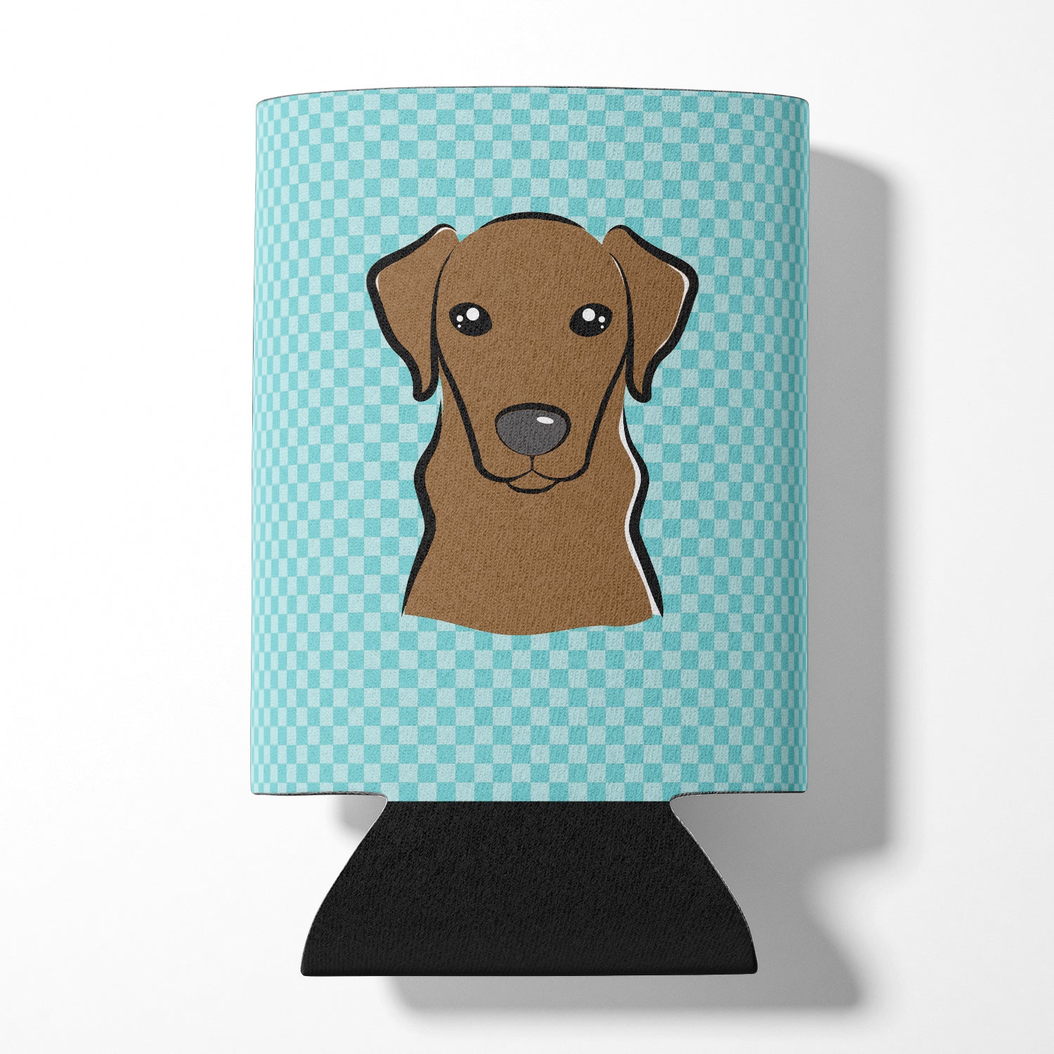 Checkerboard Blue Chocolate Labrador Can or Bottle Hugger BB1172CC.