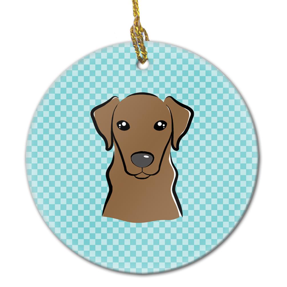 Checkerboard Blue Chocolate Labrador Ceramic Ornament BB1172CO1 by Caroline's Treasures