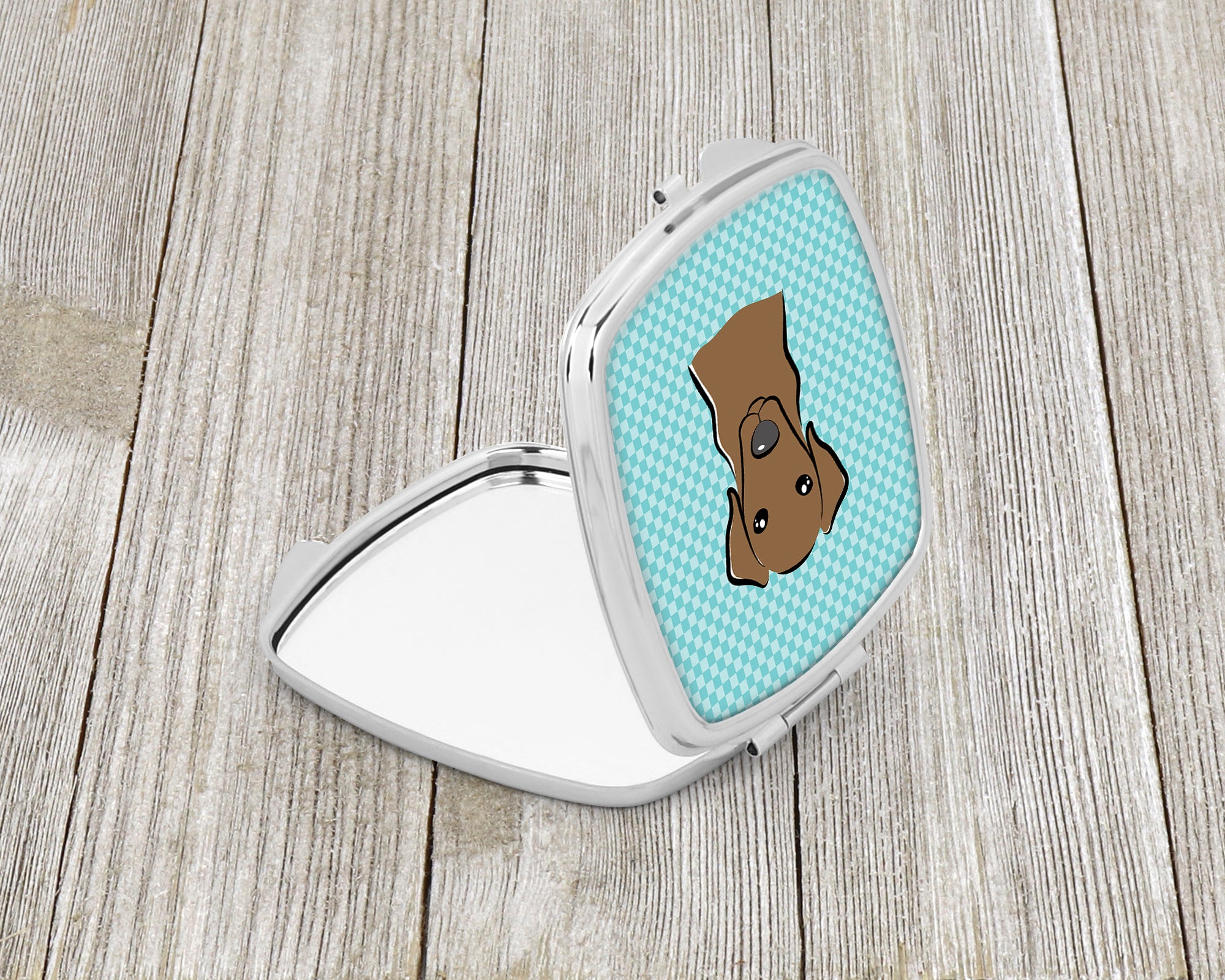 Checkerboard Blue Chocolate Labrador Compact Mirror BB1172SCM  the-store.com.