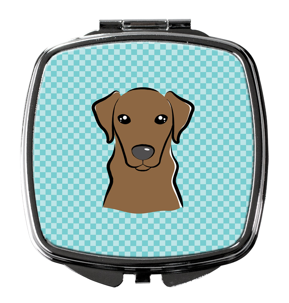 Checkerboard Blue Chocolate Labrador Compact Mirror BB1172SCM  the-store.com.