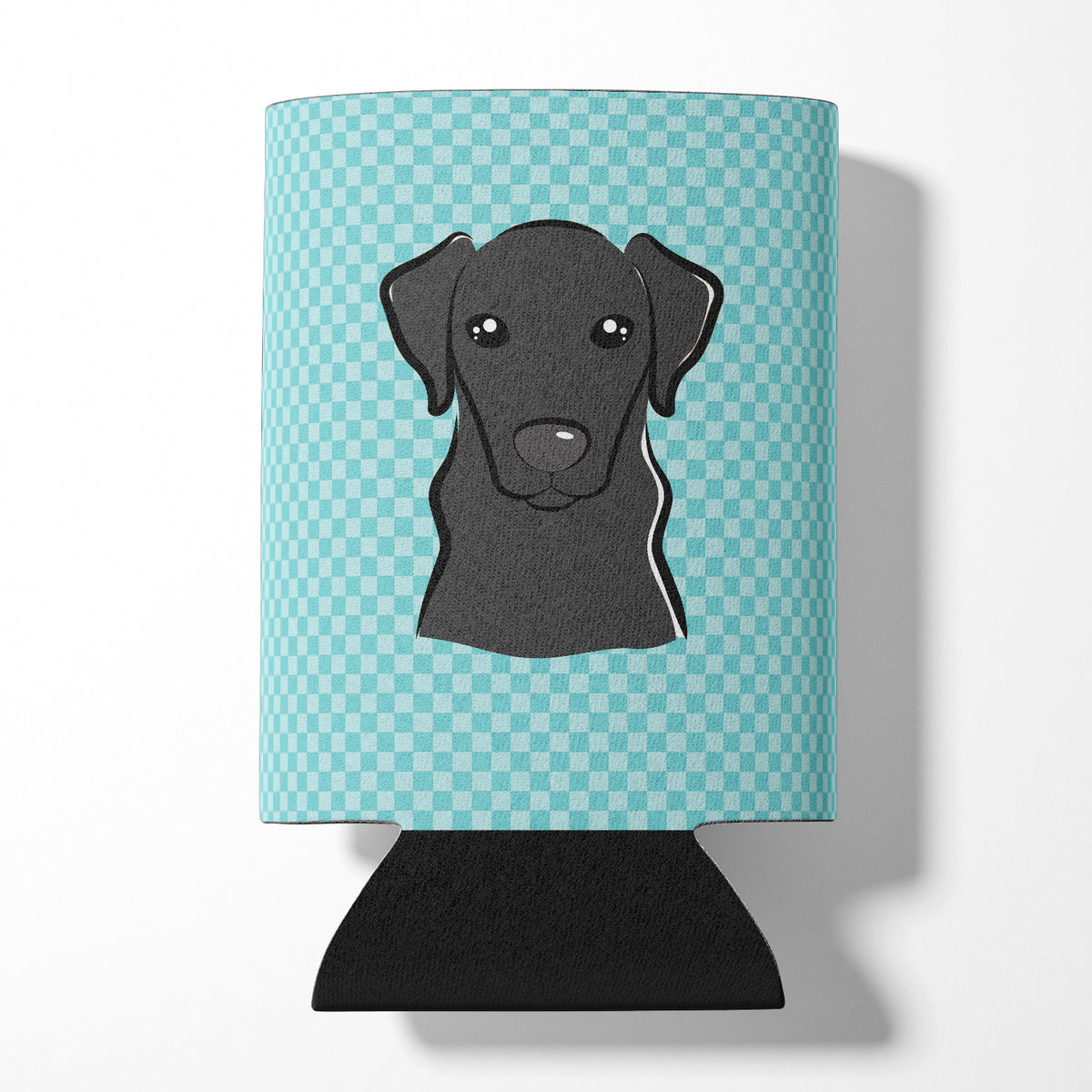 Checkerboard Blue Black Labrador Can or Bottle Hugger BB1173CC.