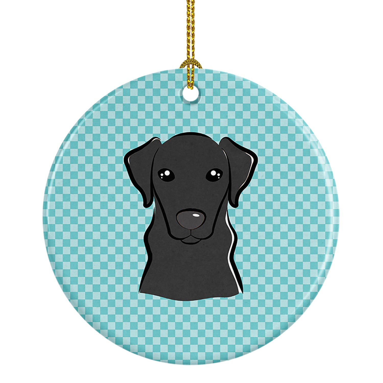 Checkerboard Blue Black Labrador Ceramic Ornament BB1173CO1 - the-store.com