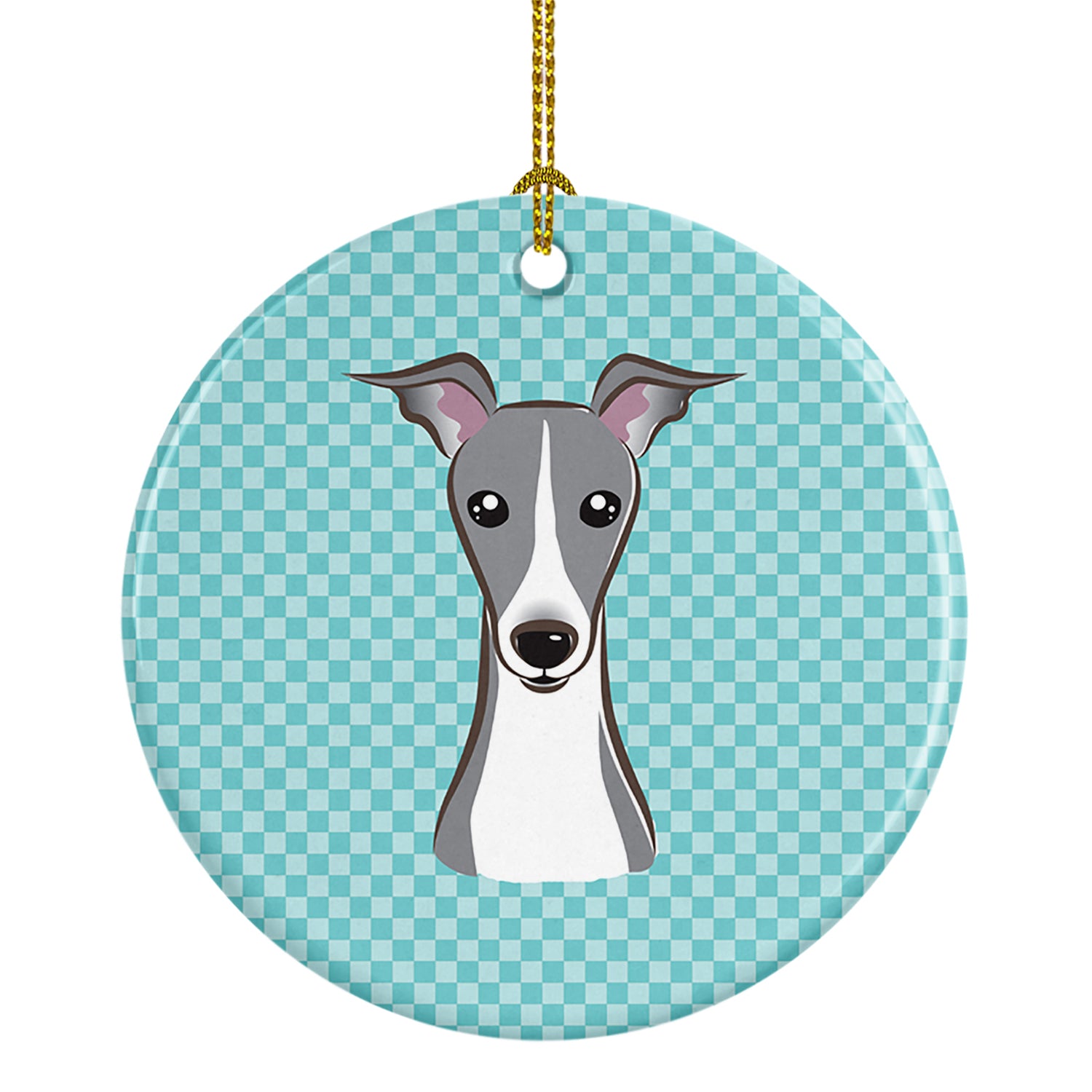 Checkerboard Blue Italian Greyhound Ceramic Ornament BB1174CO1 - the-store.com