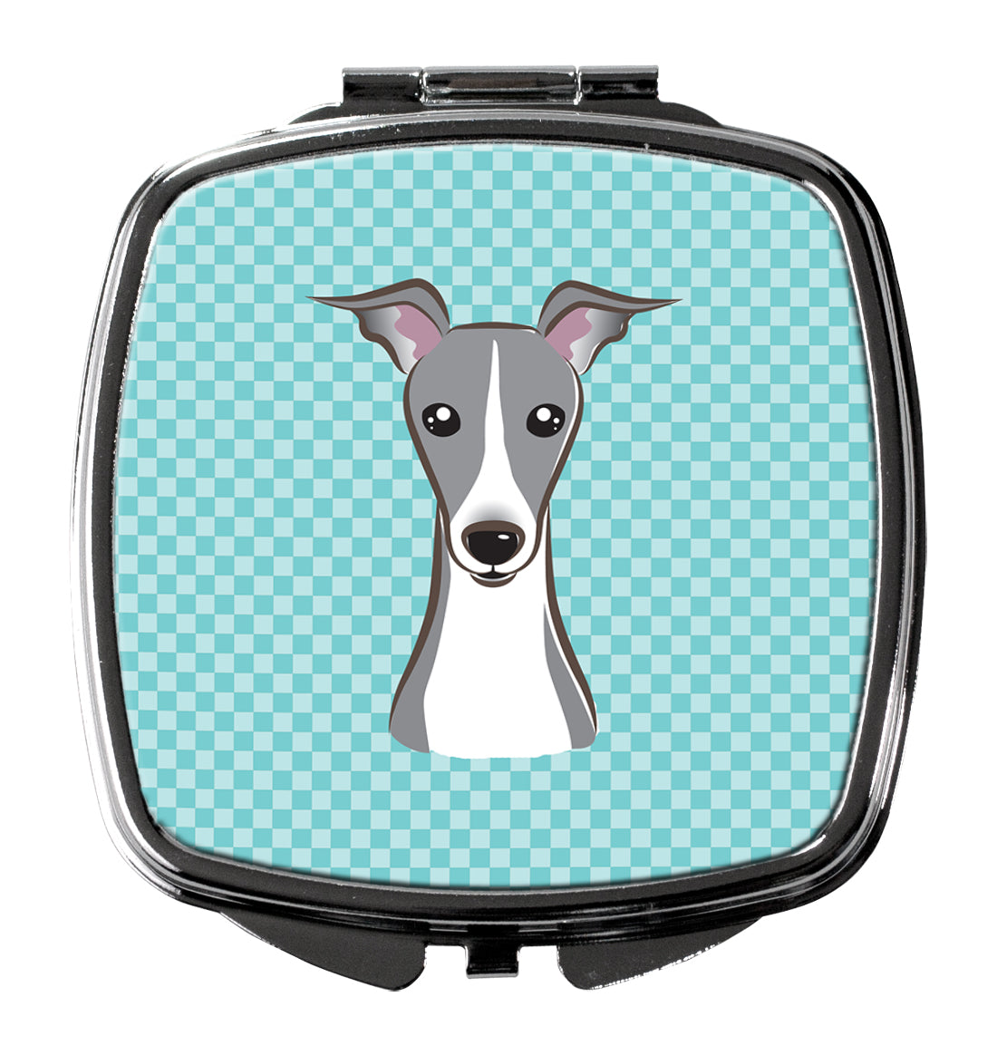 Checkerboard Blue Italian Greyhound Compact Mirror BB1174SCM  the-store.com.